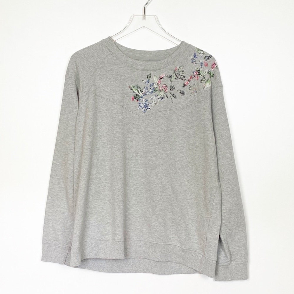 Lucky Brand Crew Sweatshirt Floral Embroidered - Picture 3 of 5